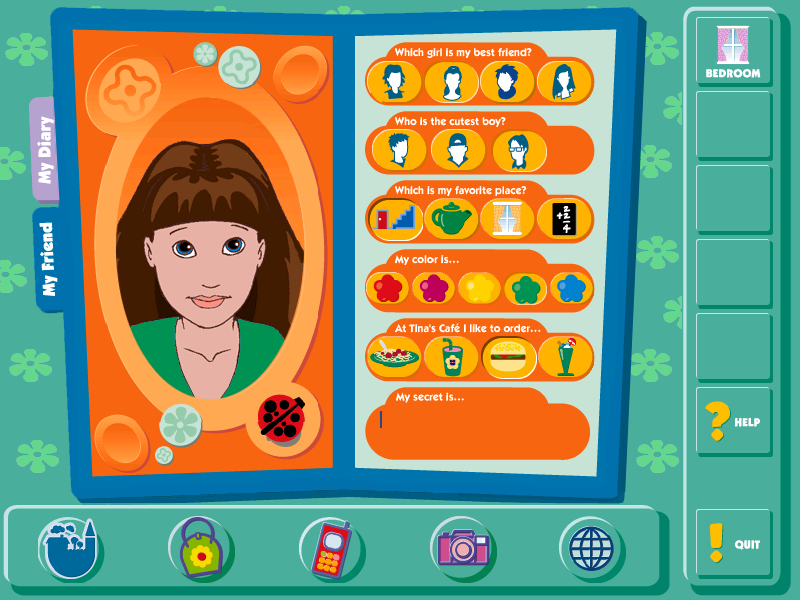 LEGO Friends (Windows) screenshot: Filling in this page populates the game with the player's favorite things.