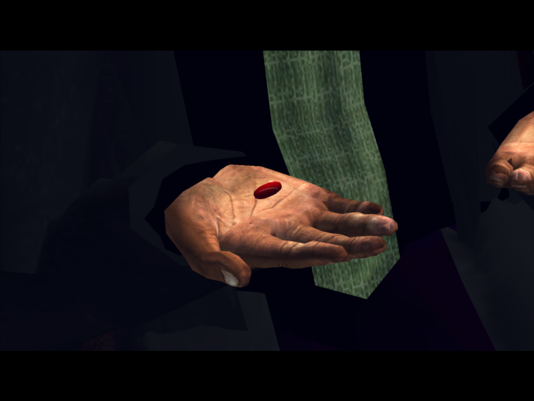 The Matrix: Path of Neo (Windows) screenshot: Choose your pill.