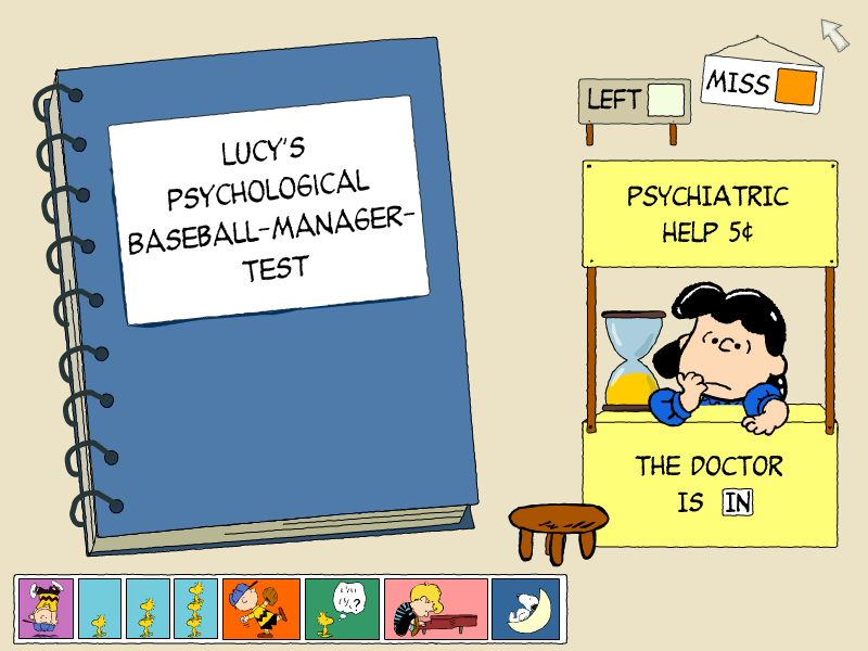 Peanuts: It's the Big Game, Charlie Brown! (Windows) screenshot: Lucy has a test to give
