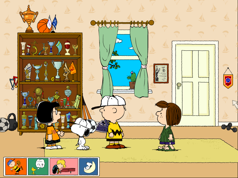 Peanuts: It's the Big Game, Charlie Brown! (Windows) screenshot: Marcie baits Peppermint Patty into joining the team