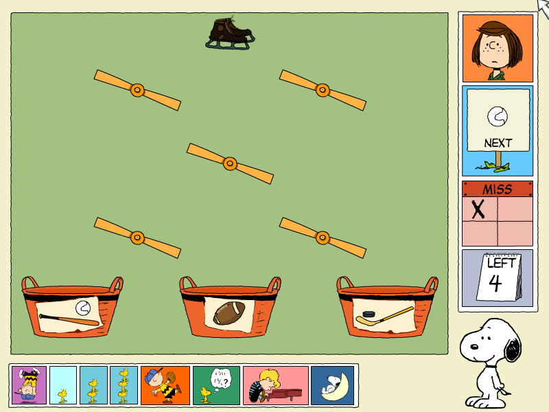 Peanuts: It's the Big Game, Charlie Brown! (Windows) screenshot: First, however, there is some sports equipment to sort