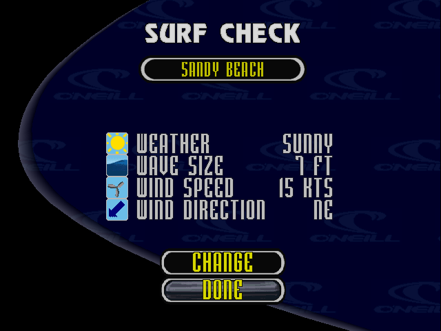 Championship Surfer (PlayStation) screenshot: Weather conditions