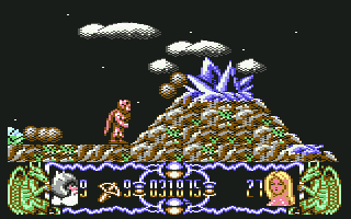 Deliverance: Stormlord II (Commodore 64) screenshot: Rocks tumbling down your way