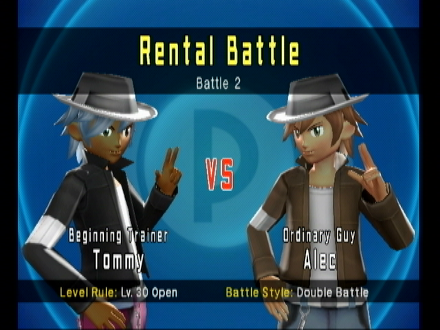Pokémon Battle Revolution (Wii) screenshot: Two trainers facing off.