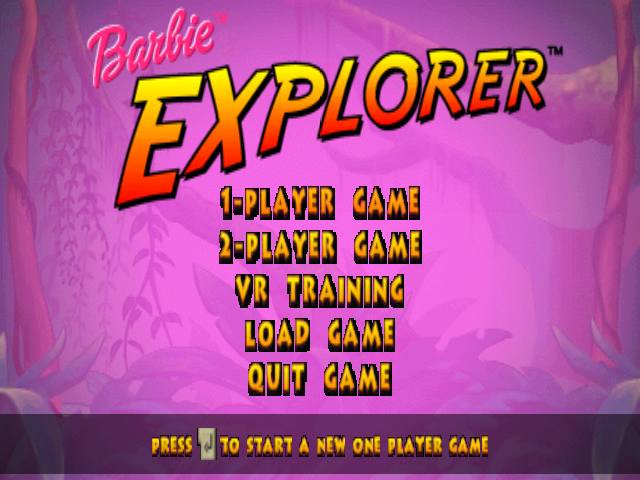Barbie Explorer (Windows) screenshot: The options screen - note the tutorial, where the player can practice Barbie's moves before playing.