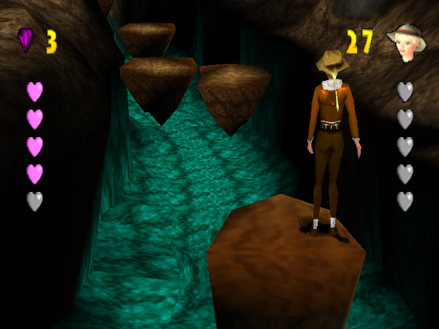 Barbie Explorer (Windows) screenshot: A daunting jump for a beginning Barbie!