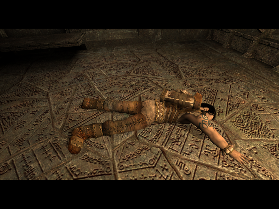 Enclave (Windows) screenshot: A great way to introduce our first hero. Lying face down passed out.