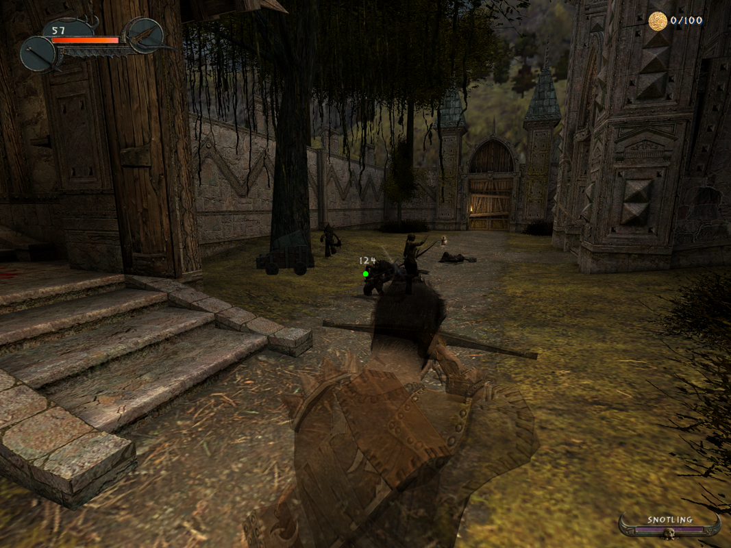 Enclave (Windows) screenshot: Taking aim with a crossbow.