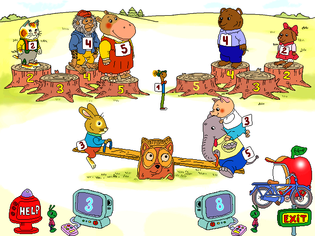 Richard Scarry's Busytown (Windows) screenshot: How many animals = an elephant?