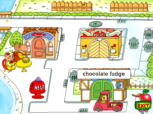 Richard Scarry's Busytown (Windows) screenshot: Tasked with delivering chocolate fudge to the ice-cream store.