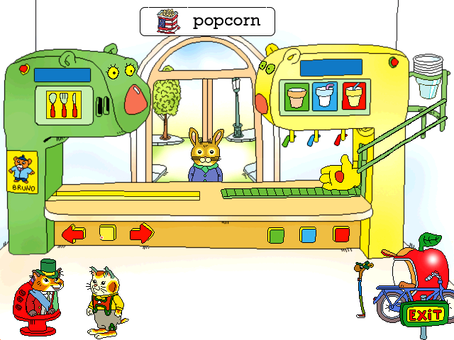 Richard Scarry's Busytown (Windows) screenshot: This helpful fox pops up to explain the activity when you click on the Help icon.