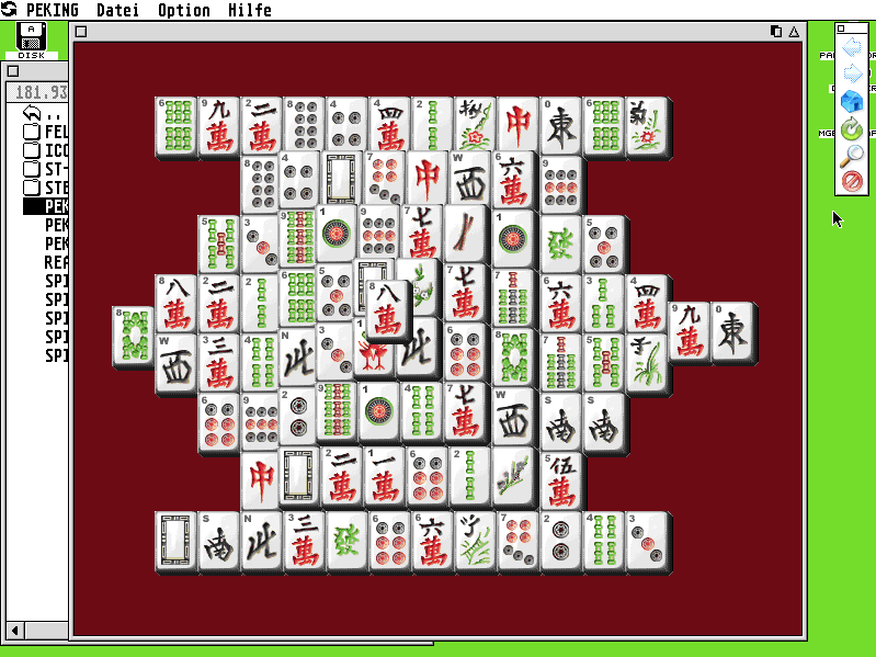 Peking 3.0 (Atari ST) screenshot: The backdrop colour is user-selectable