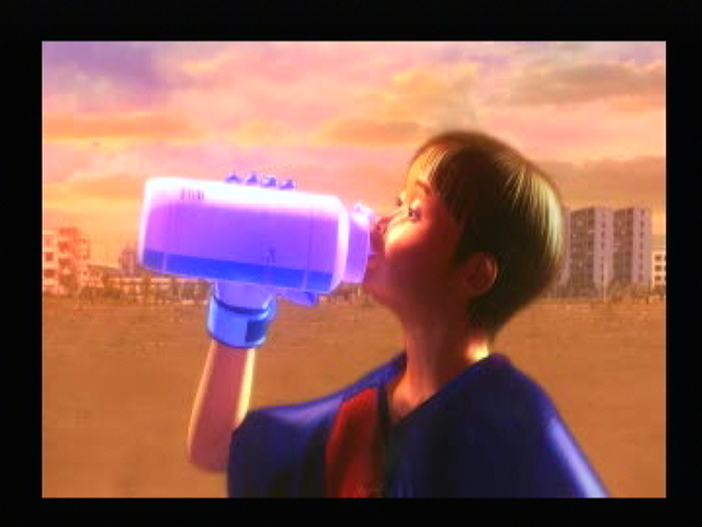 ISS Pro Evolution (PlayStation) screenshot: Awesome water drinking graphics.