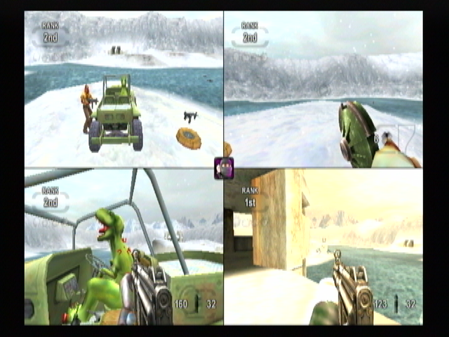 TimeSplitters: Future Perfect (GameCube) screenshot: This jeep needn't worry about running out of fossil fuel.