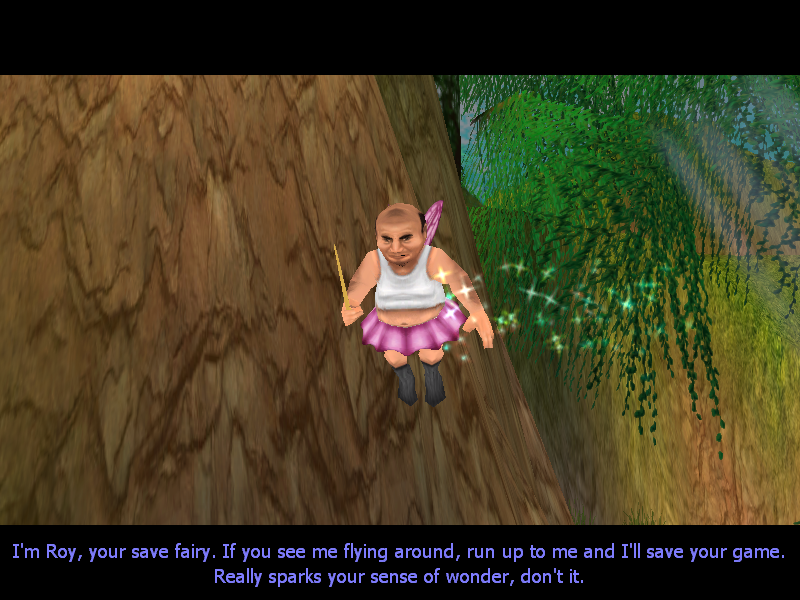 Shrek 2 (Windows) screenshot: Roy the save fairy introduces himself :)
