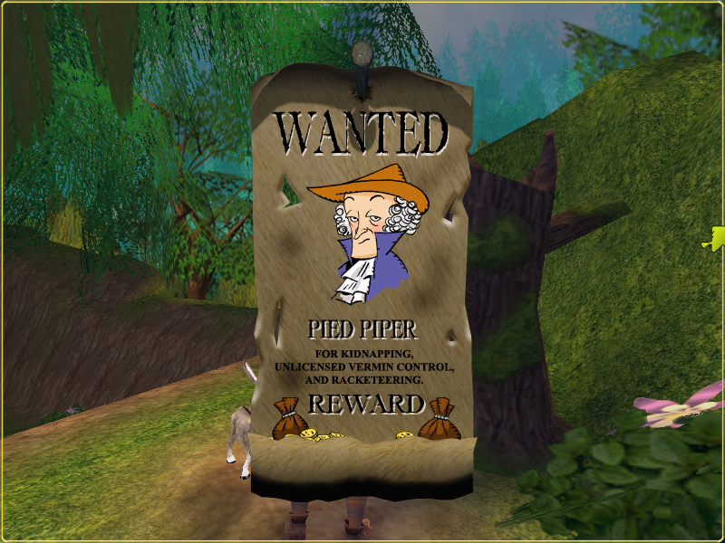 Shrek 2 (Windows) screenshot: Collect all the Wanted posters for access to bonus levels.