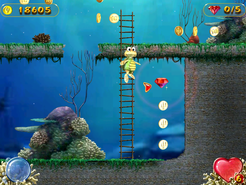 Turtle Odyssey (Windows) screenshot: Climbing a ladder.