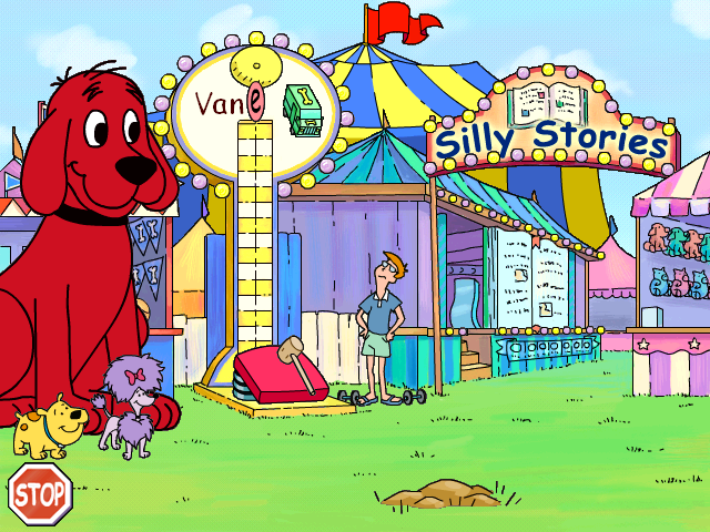 Clifford the Big Red Dog: Phonics (Windows) screenshot: Whacking the pad turns "van" into "vane" with a strong and silent "e"