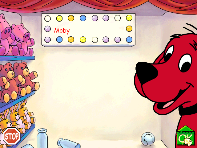 Clifford the Big Red Dog: Phonics (Windows) screenshot: Your name in lights!