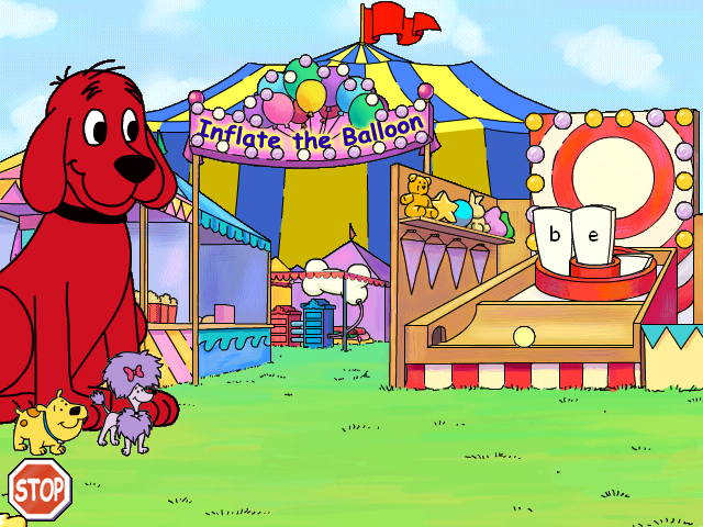 Clifford the Big Red Dog: Phonics (Windows) screenshot: "Toss" the ball to create words