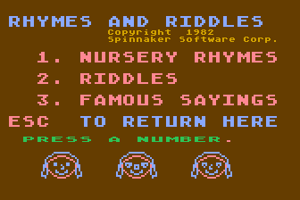 Rhymes & Riddles (Atari 8-bit) screenshot: Title Screen