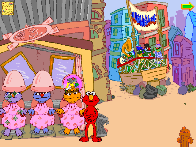 The Adventures of Elmo in Grouchland (Windows) screenshot: These ladies have been groomed at the Ugly Parlour