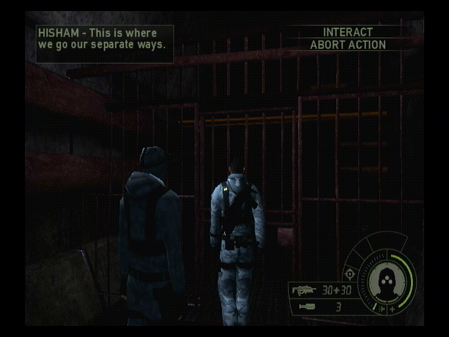 Tom Clancy's Splinter Cell: Double Agent (PlayStation 2) screenshot: Goodbye, useless AI friend...
