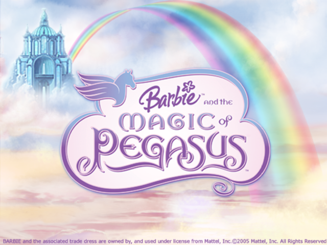 Barbie and the Magic of Pegasus (Windows) screenshot: The title screen gives it away - this will be a pink and pretty game