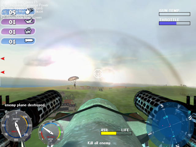 Sky Aces (Windows) screenshot: Wie ein Blitz aus heiterem Himmel!