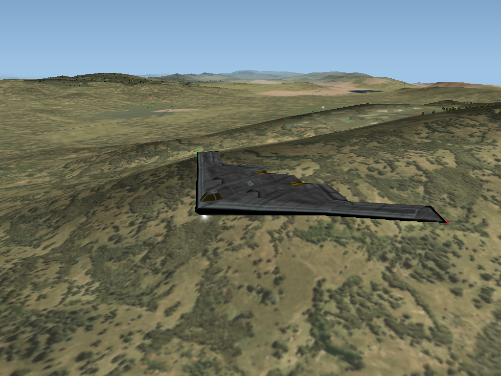 X-Plane 6 (Macintosh) screenshot: B-2 Spirit