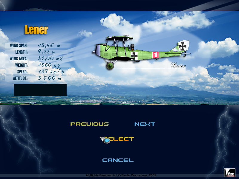 Sky Aces (Windows) screenshot: Selecting planes in network mode, all planes can be used.