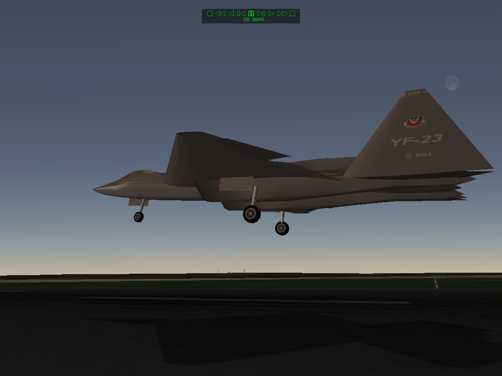 X-Plane 6 (Macintosh) screenshot: YF-23 Black Widow II