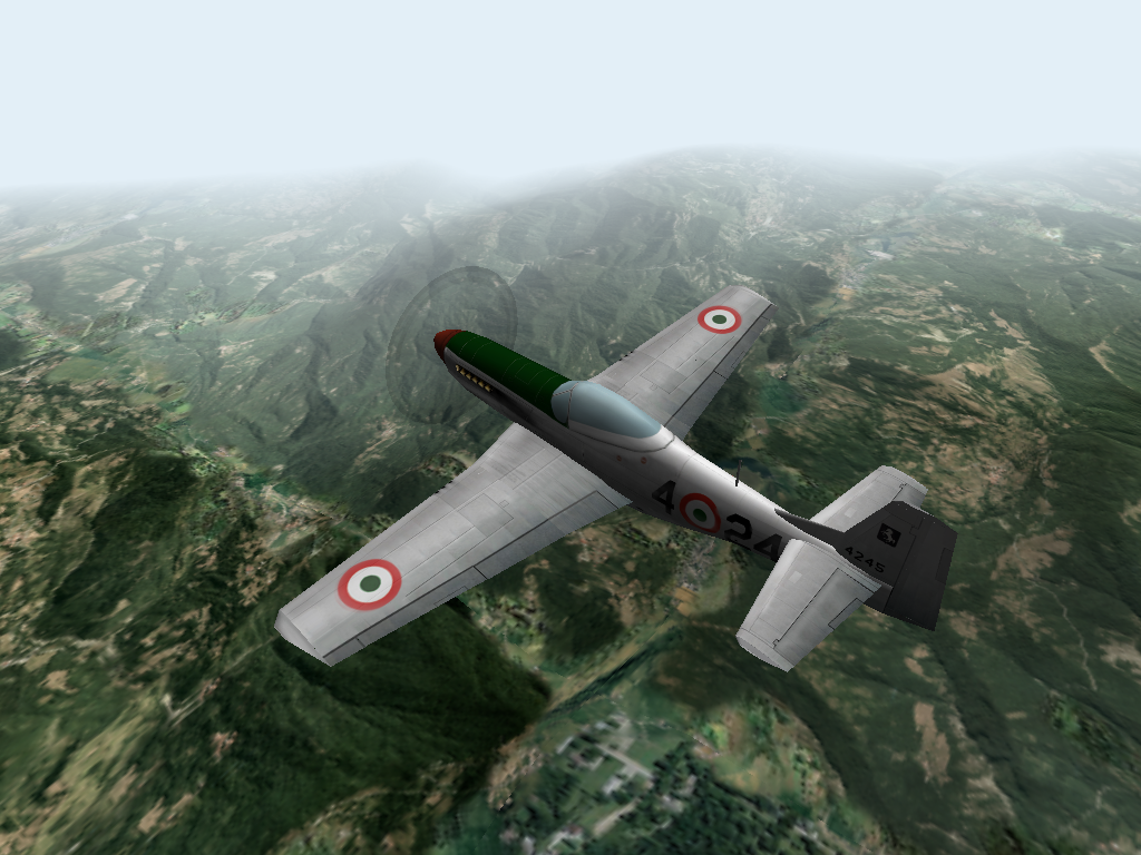 X-Plane 6 (Macintosh) screenshot: P-51 Mustang