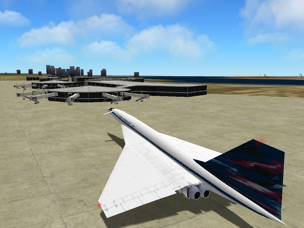 X-Plane 6 (Windows) screenshot: Tupolev 144