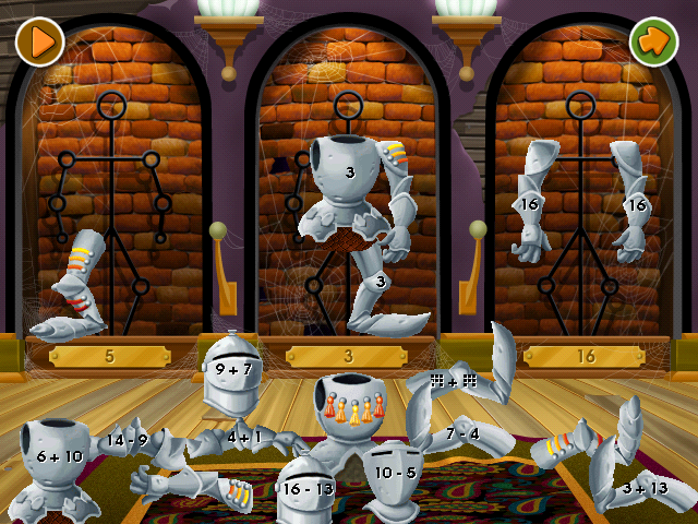 Disney Learning Adventure: Search for the Secret Keys (Windows) screenshot: A mess again! This armor can be assembled by solving equations