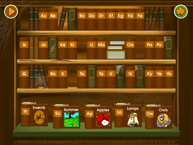 Disney Learning Adventure: Search for the Secret Keys (Windows) screenshot: The books on the bottom tray need to be shelved