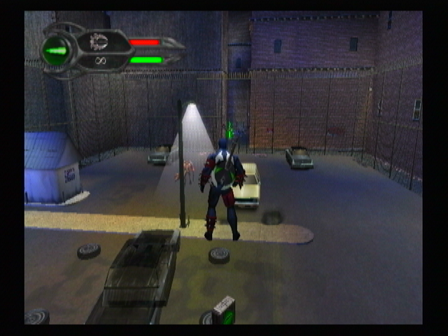 Spawn: Armageddon (GameCube) screenshot: Standing atop a truck.