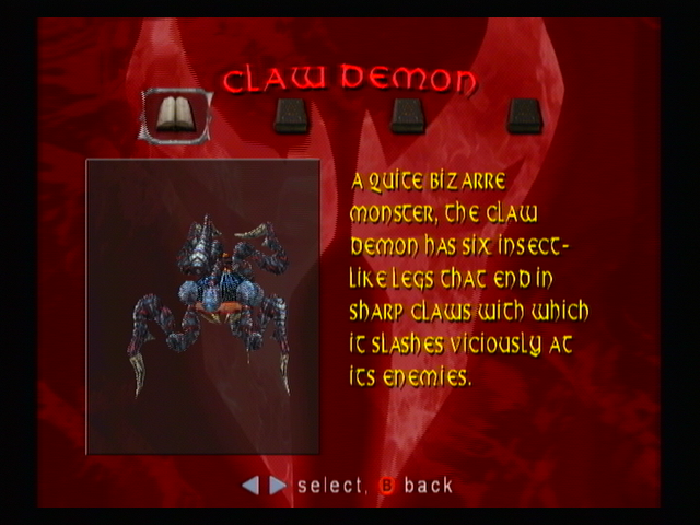 Spawn: Armageddon (GameCube) screenshot: Monster encyclopedia