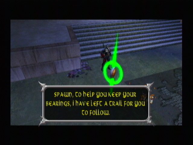 Spawn: Armageddon (GameCube) screenshot: Points to indicate directions.