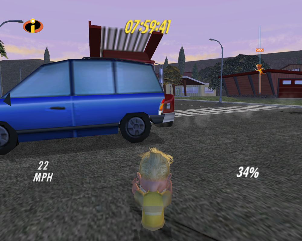 The Incredibles (Windows) screenshot: Try not to run into traffic.