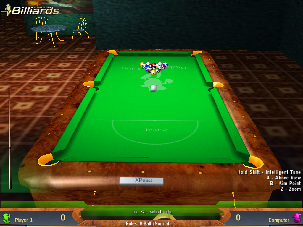 American Billiards (Windows) screenshot: Impact imminent.