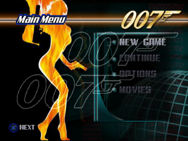 007: The World is Not Enough (PlayStation) screenshot: Menu screen.