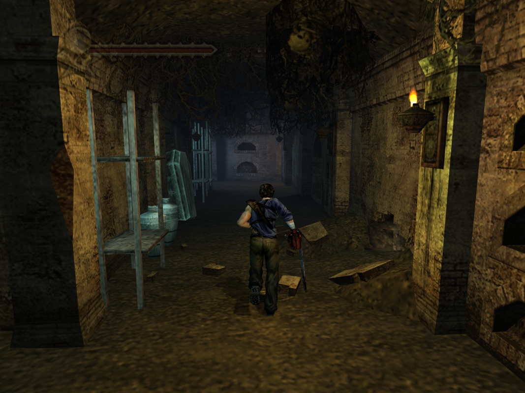 Evil Dead: Regeneration (Windows) screenshot: Running inside the catacombs.