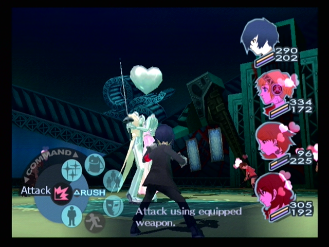 Shin Megami Tensei: Persona 3 (PlayStation 2) screenshot: This enemy has charmed everyone with a sexy dance!