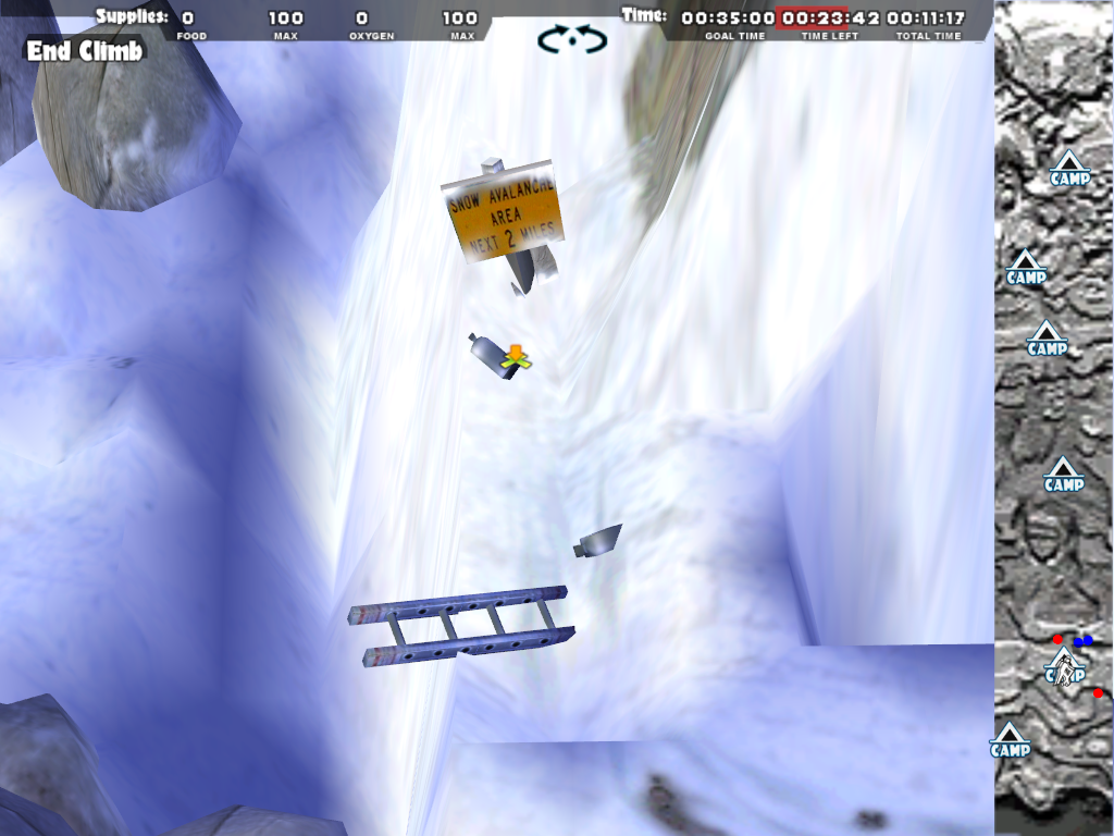 Everest: The Ultimate Strategy Game (Windows) screenshot: Looks like some people didn't make it. I won't be going up this way.