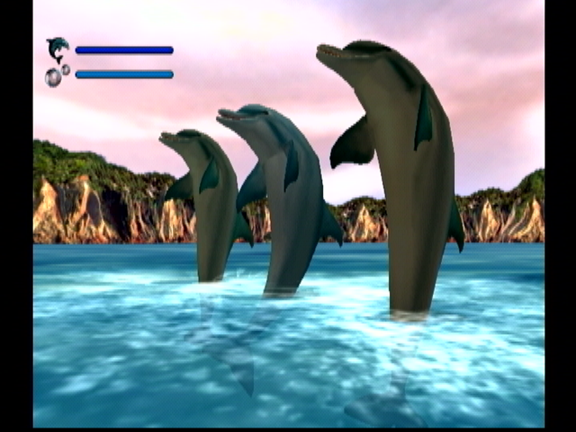 Ecco the Dolphin: Defender of the Future (Dreamcast) screenshot: Stenellas and a tursiops? Ah the glories of dolphin equality.