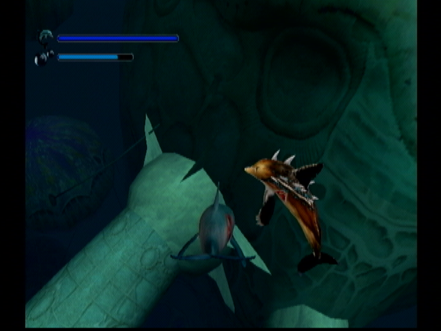 Ecco the Dolphin: Defender of the Future (Dreamcast) screenshot: Dolphins that have altered themselves.