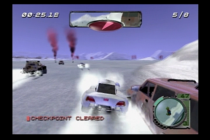 Smuggler's Run 2: Hostile Territory (PlayStation 2) screenshot: Checkpoint Races are races against other vehicles.