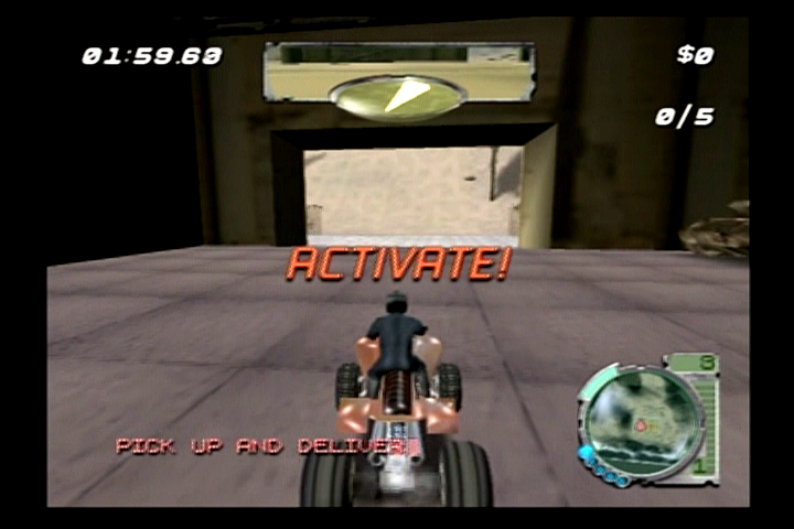 Smuggler's Run 2: Hostile Territory (PlayStation 2) screenshot: Activate! — That's an unnecessary way of saying "go".