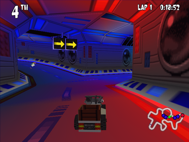 LEGO Racers (Windows) screenshot: Follow the arrows to the exit!